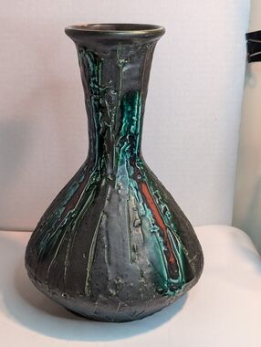 This vessel Is a vintage West German pottery vase, likely from 1950s to 1970s